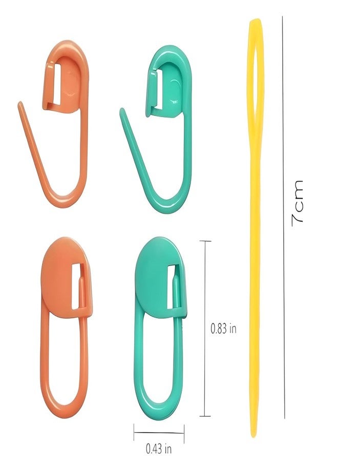 DODHAR Plastic Locking Stitch Markers for Knitting & Crochet (10 Pcs, Multicolor) + Large Eye Plastic Yarn Sewing Needles (6 Pcs) - Crochet, Weaving & Wool Accessories Set (Stitch Markers Needles) - Image 2